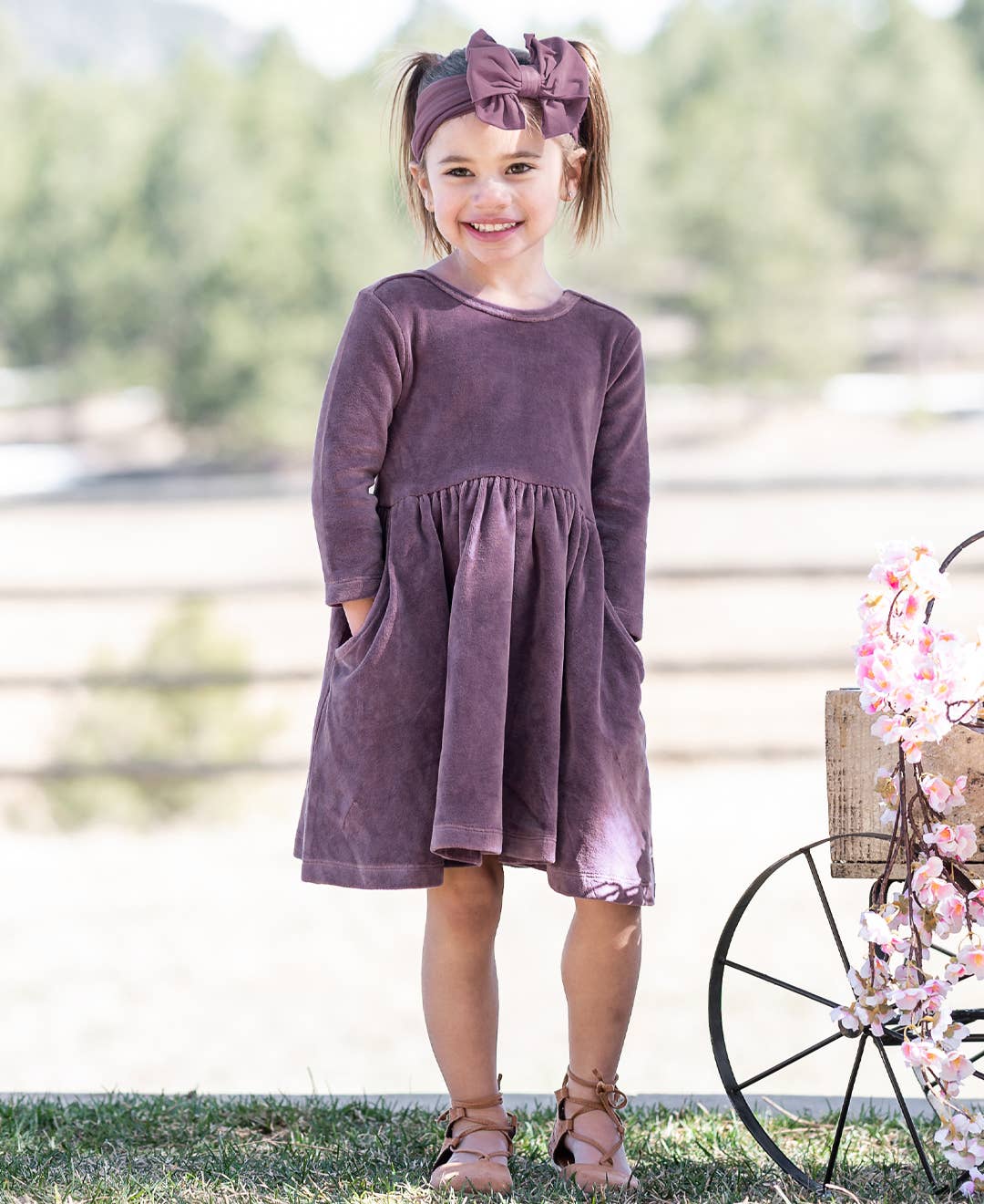 Velour 3/4 Sleeve Twirl Dress