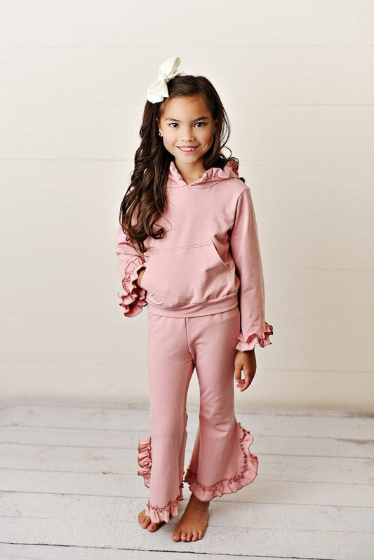 Pink Hooded Ruffle Pocket Set