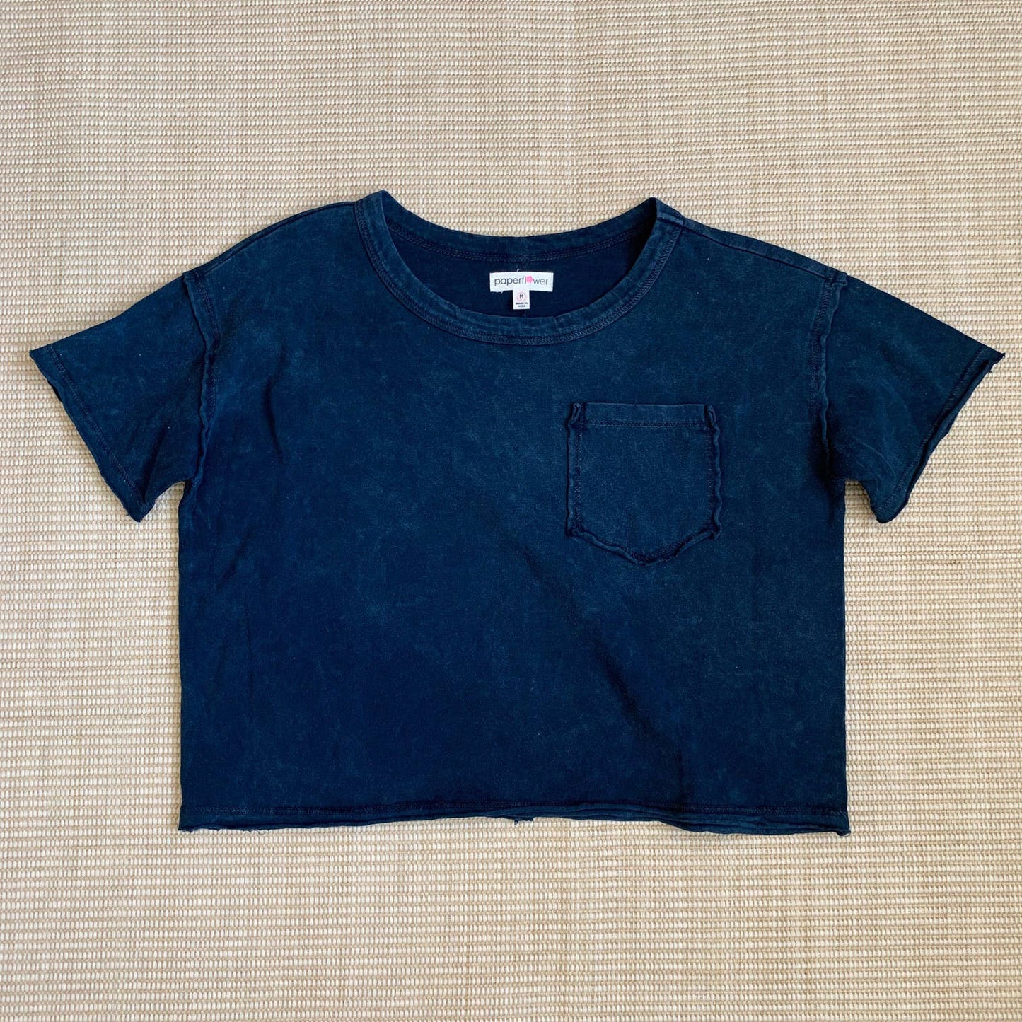 Raw-edge Crop Pocket Tee